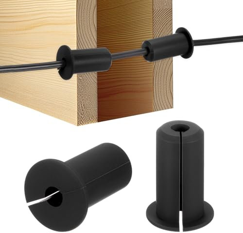 M METERXITY 2-Pz Kit Instradamento Cavi, per Foro a Parete da 3/4 Pollici, Passacavo Silicone, Passacavo a Parete, Boccola Copertura Foro a Parete per Cavo Ethernet [Lunghezza 38mm, Nero]