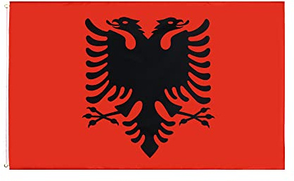 Albanien Flagge mit Messing-Ösen 150x90cm - Wetterfeste Fahne für Fahnenmast Extra Groß Breit Lang XL XXL