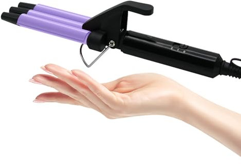 janelove 13mm Piastra Onde per Capelli Corti, Mini Ferro Arricciacapelli in Ceramica per Beach waves, 180°C/210°C, Riscaldamento Rapido 30s, con Oettine e Clip - Viola