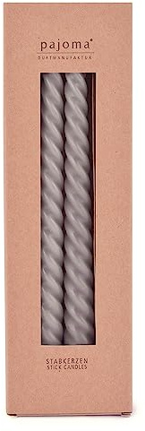 pajoma® Vridbara stavljus-set – högkvalitativa roterande ljus | 45 g vaxvikt, ca 5 timmar Bränntid, 250 x 20 mm | premium spiralljus, vridna ljus, vändljus (grå, 8 stycken)