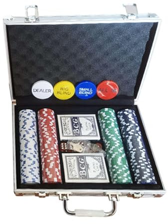 Generisch Poker Chips Set, Style Poker, Complete Chip, Texas Hold’em Collection, Aluminum Case, Kit for Blackjack, Game Nights & Card Clubs, 100Pcs, 200Pcs