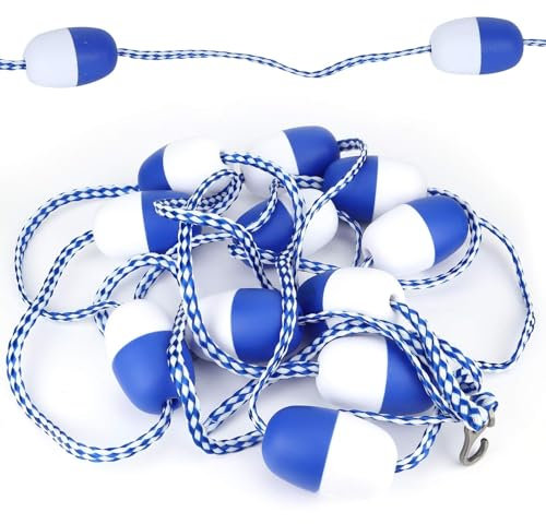 Generico Linea di Sicurezza Galleggiante per Piscina, Corda Galleggiante da 40 Piedi per divisori per Piscine, vasche idromassaggio e spiagge Poco Profonde - Accessori per Piscina Resistenti (Blu)
