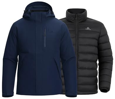 Pioneer Camp 3 in 1 jacke herren–winterjacke skijacke herren fleecejacke,Wasserdichtes, kratzfestes und abriebfestes Material, mit Kapuze, Stehkragen und fleecegefütterter Innenjacke