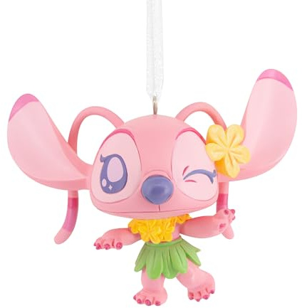 Hallmark Angel Keepsake Hanging Ornament, Disney Tree Decoration, Lilo & Stitch, Pink