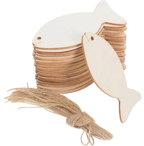 Artibetter 32 Stück Teiliges Holz dekoset Fischform Holzscheiben DIY Holzanhänger für Bastelprojekte Hochwertige Holzfiguren für Party Wohnraumdekoration