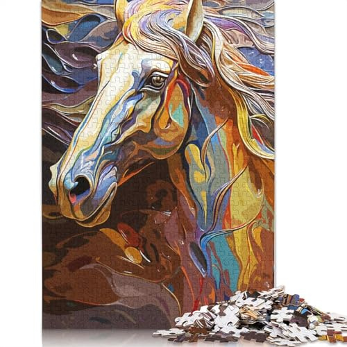 Puzzle 500 Teile Pferd Vintage 3D-Puzzle Jungen und Mädchen Schwierigkeitspuzzle Lernspielzeug Spiele Familiendekoration 500 Stück (52 x 38 cm)