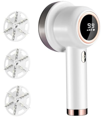 Levapelucchi Elettrico per Abiti - Rasoio per Tessuti a 3 Velocità con 6 Lame per Lame, Display a LED, 3 Modalità di Protezione e Sostituzione (Bianco)