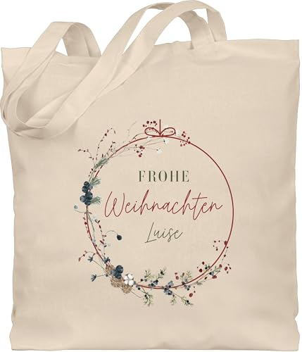 Geschenk mit Namen personalisiert by Shirtracer - Baumwolltasche - Frohe Weihnachten personalisiert Geschenkidee Fröhliche Weihnachten Geschenk Weihnachtsgruß I Frohes Fest I Merry Christmas I X mas
