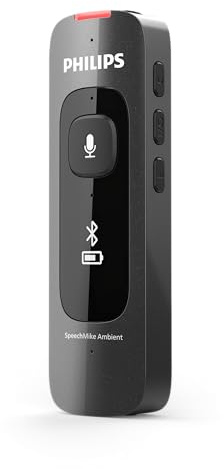 Philips SpeechMike Ambient, Microphone de dictée Portable avec IA PSM5000, optimisé pour la Reconnaissance vocale et l'enregistrement en Mode Ambient