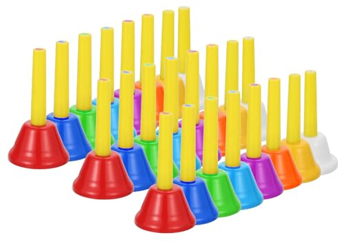 QUARKZMAN 3 Juegos De Campanas Manuales Set De 8 Notas Musicales Diatónicas Instrumento Musical Colorido Para Enseñanza Musical Festival Coro De Iglesia Fiesta, Amarillo/Colores Mixtos