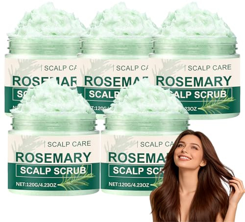 Exfoliador exfoliante para cuero cabelludo de romero para una limpieza profunda y cuidado suave, sal marina y romero para enfoques grasos o escamosos, exfoliante aclarante para un cuidado equilibrado