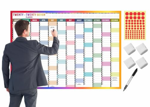 2027 Wall Planner A0 UK Wall Calendar Large Yearly Planner Jan To Dec Full Year Planning Chart Student Family Home School Office Work Study Annual Poster Multi Approx 84.1x118.9cm (1Pc)