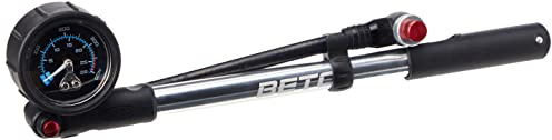 Beto Fahrrad-Reifenfüllpumpe mit Messgerät und Entlüftungsventil, silber