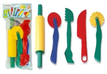 Miniland Utensilios para Plastilina y Arcilla, 5 Herramientas para Juego, Plástico de Fabricación Nacional, Niños y Niñas a Partir de 3 Años, Aula, Cumpleaños | Piezas de 22 Centímetros