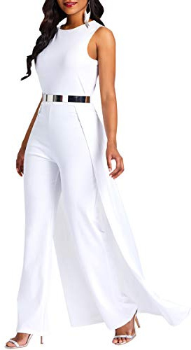 VERWIN Patchwork Overlay Embellished Plain Women's Jumpsuit High-Waist Woman Romper