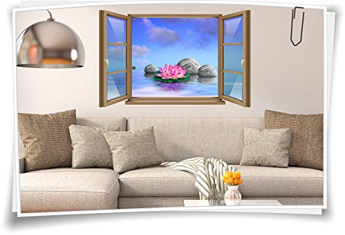 Medianlux Wand-Tattoo Wand-Bild Fenster SPA Wellness Steine Seerose Erholung Entspannung Aufkleber Folie Deko Wohnzimmer Küche Folie Digitaldruck, 150x97cm wb22wb147-124714