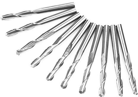 Chacerls CNC Fräser,10 STÜCK Kugelkopffräser 3.175 x 17 mm Hartmetall Schaftfräser CNC-Fräser Router Bits für Holz MDF
