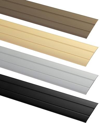 ALPENSTAHL Seuil de Porte Barre Autocollant | Longueur 100 cm, Largeur 37 mm | 1 Pièce - Profil Transition Sol | Aluminium Noir | Rail de sol plat pour planchers, stratifiés etc. | Moulure à coller