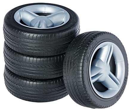 BIG - Fulda Whisper Wheels - Flüsterräder für Rutscher Autos, Reifen-Set mit Befestigungsclips und Montageanleitung, stylisches Fulda-Design, für Kinder ab 1 Jahr, Schwarz, Grau