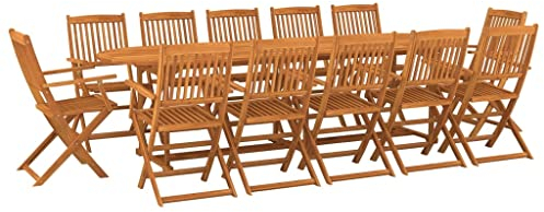 vidaXL Akazienholz Massiv Gartenmöbel 13-TLG. Gartengarnitur Sitzgruppe Gartenset Sitzgarnitur Gartentisch Esstisch Tisch Stühle Holztisch Holzstuhl