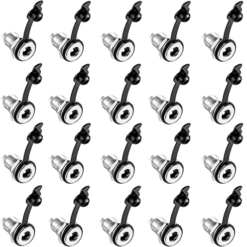 RUNCCI-YUN 20Pack 5.5 mm x 2.1mm DC Power Female Socket, DC Female Panel Mount Connector solder DC Connector with Waterproof Cover Cap for Audio Video Phone CCTV