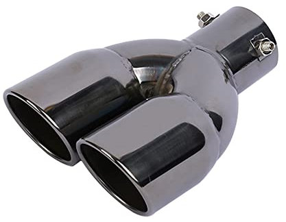 76mm Auspuffspitzen Auspuff, Asudaro Auspuffblende Auspuff Universell Schalldampf Endrohr Edelstahl Auto Auspuff Endrohr Doppel Schräg Auslass Endrohr Blende Muffler Schalldämpferrohr,schwarz gerade