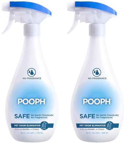 POOPH Pet Odor Eliminator Spray 32oz 2 Pack Fragrance Free Odor Remover for Dogs and Cats Urine Poop Pee Deodorizer for Carpet Furniture and Home