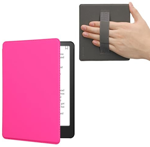kwmobile Klapphülle kompatibel mit Amazon Kindle Paperwhite 11. Generation 2021 Hülle - Flipcase für Kindle Paperwhite Hülle aus Kunstleder mit Handschlaufe - Neon Pink