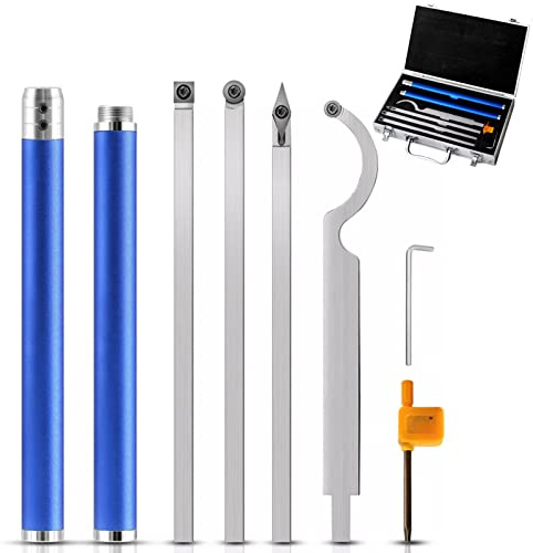 6-Teiliges Set Drehmaschinen Drehmeißel Drechselwerkzeug Holzdrehwerkzeug Mit Wendeschneidplatten & Aluminiumgriffe Für Drechselbank Drehmaschinen Drechselbeitel Diamantform/Runde/Vierkantschneider