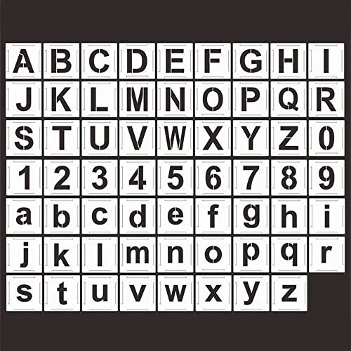 Hsthe Sea 62 Stück Buchstaben Schablone Set, 5 cm Wiederverwendbare Buchstaben Zahlen Zeichen Schablonen Alphabetschablone für Holzschilder Malerei DIY und Handwerk