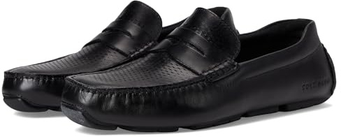 Cole Haan Men's Grand Laser Penny Driver Driving Style Loafer, Black/Black, 9.5 UK