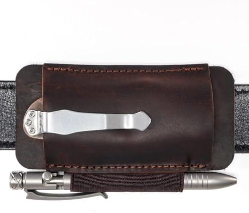 VIPERADE PJ33 Étui de Poche EDC en Cuir, étui en Cuir EDC Multi-Outils, Petit étui de Couteau Utilitaire en Cuir pour Couteau à Coups de Pied/Herbes renforcé, Mini Couteau, Lampe de Poche-Brun