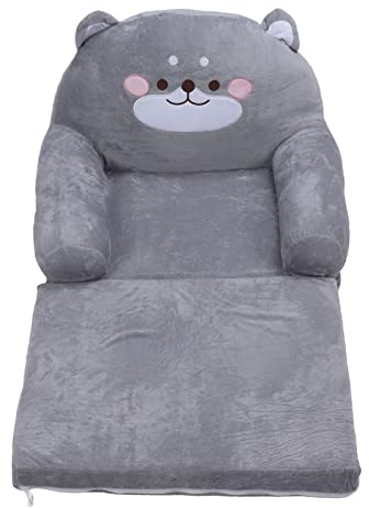 Zerodis Faltbares Kindersofa, Cartoon-Grauer Hunde-Stil, Kleinkind-Stuhl, Couch-Bett mit Breitem Griff, Weiche, Atmungsaktive Sofa-Liege für Schlafzimmer, Wohnzimmer (2 Schichten)
