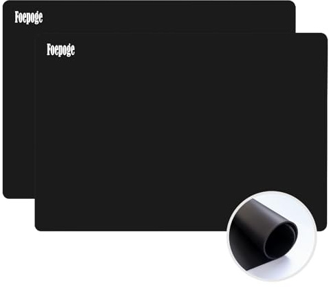 2MM Extra Thick Silicone Mats for Kitchen Counter Heat Resistant Mat, 23.6 x 15.7 Silicone Countertop Protector Matt Large Placemats, Silicon Craft Pad for Resin by Foepoge(2Pcs, Black)