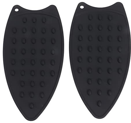 PerGar 2 Stück Dickere Silikon-Bügeleisen-Ablagepolster, Vielseitige Hitzebeständige Eisenmatte, Langlebige Mini-Silikon-Bügeleisen-Pad-Schutzpolster für Bügeleisen Zum Schutz Ihres Tisches(Schwarz)