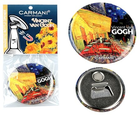 CARMANI - Décapsuleur magnétique pour bière, boisson, soda imprimé avec Vincent Van Gogh, terrasse de café la nuit