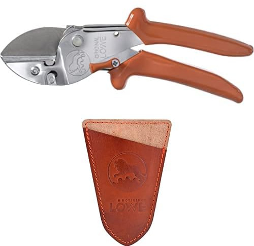 Original LÖWE 1 Set bestehend aus Profi Amboss Gartenschere 1.107 für Holzarten wie Eiche, Buche und Esche & Klingenschutz 9807 zum Schutz vor Verletzungen und Beschädigungen