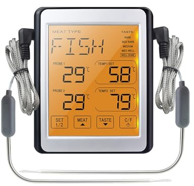 Thermomètre de four à Double sondes, testeur de température de viande BBQ de cuisine, moniteur de cuisson du sucre, thermomètres électroniques numériques for aliments (Color : A)