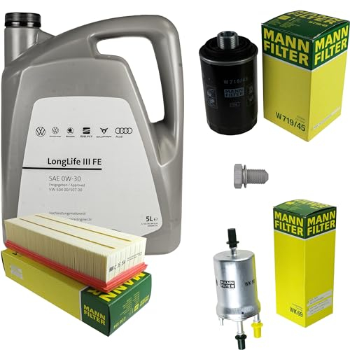 Inspektionspaket Wartungspaket Filterset mit 5 L 0W-30 Motoröl LongLife 3 FE, Ölfilter Luftfilter Kraftstofffilter Ölablassschraube