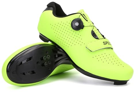 LZQpearl Herren Fahrradschuhe, Unisex Mountain Rennräder Schuhe, Kompatible Installation SPD & Look Delta Cycle Riding Cleat, Herren-Damen-MTB-Fahrradschuhe (Yellow,45)