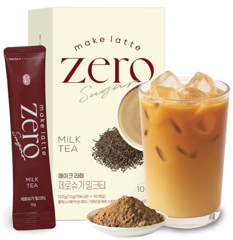 Kim’s Table Milk Tea Powder Stick Korean Diet sweet Beverage, Zero sugar (0.423 oz X 10 Sticks) milk Authentic Flavor Easy powder stick, 4.23 oz combination of Assam and Earl Grey tea 밀크티 라떼 카페 음료