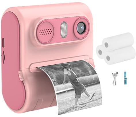 LYEAA Appareil Photo à instantanée MP Appareil Photo Selfie pour Enfant Jouet 1080P Appareil Photo pour Tout-Petit Écran IPS 2,4 Pouces Mini imprimante Thermique avec 3 Rouleaux de Papier