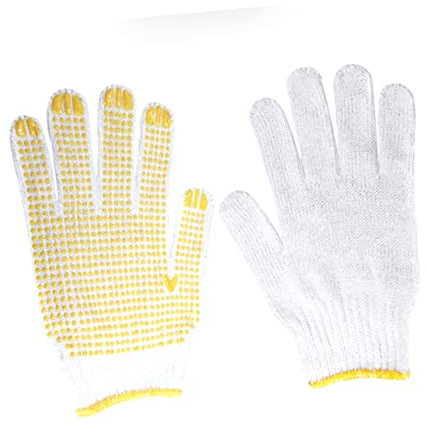 KONTONTY 12paare Dicke Baumwoll-arbeitshandschuhe Robuste Schutz-handschuhe Für Bau Mechanik Und Industrie Weiß Gelb Hochwertige Arbeitszubehör Für Optimalen Grip Und Komfort