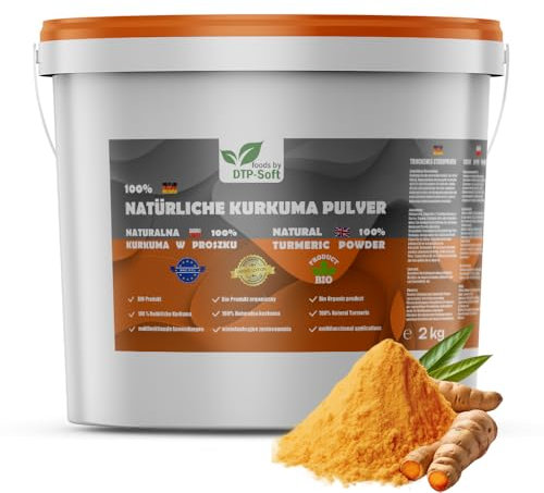 Natürliches Kurkuma im Eimer | Premium Kurkuma Pulver Frisch und aromatisch | Kurkumapulver Superfood für Gerichte und Smoothies (2kg)