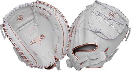 Easton Damen Elite Series Fastpitch Softball Glove | Morgan Stuart & Jen Schroeder Models | Multiple Styles Fängerhandschuh, Weiß/Rotgold | 2-teiliges massives Netz, 33 | Catcher