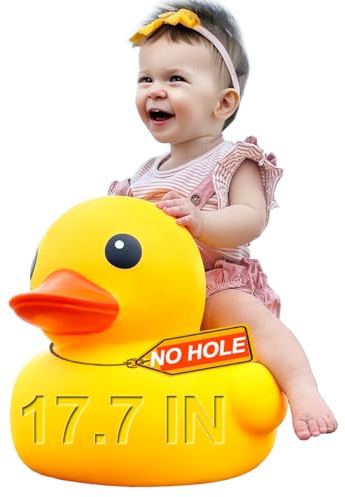 Canard/canard géant en caoutchouc jaune de 45 cm, sans trou, grand canard géant géant géant sans bruit, jouet de bain étanche sans trou pour fête prénatale, fête d'anniversaire, plage, piscine d'été