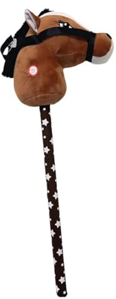 MagiDeal Caballo de Palo para Pasatiempos, Juguete Interactivo portátil para Montar, Cabeza de Animal de Peluche para Interiores, Cosplay, Marrón Oscuro Negro
