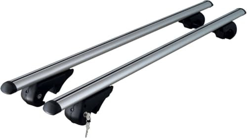 Barre portatutto BRIO in alluminio adatti ai veicoli con railling alti con portata massima di 90 kg lunghe 120 cm
