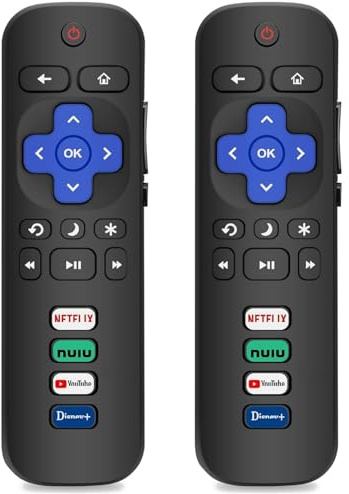 2 Pack Ersatzfernbedienungen kompatibel mit Roku Smart TV, Infrarot-Fernbedienungen für TCL/Hisense/Sharp/Philips/Onn/Element/Insignia Roku TV (nicht kompatibel mit Roku Stick, Box oder Lautsprecher)