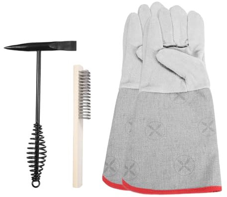 sourcing map 3 martillos de soldadura de 11.3 pulgadas con mango de resorte helicoidal y cepillo de alambre de acero de soldadura de 8.1 pulgadas y guantes de soldadura de 16 pulgadas herramienta de